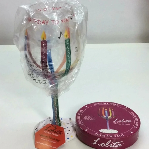 Lolita “Happy Birthday” Hand-Painted Wine Glass - Picture 4 of 6